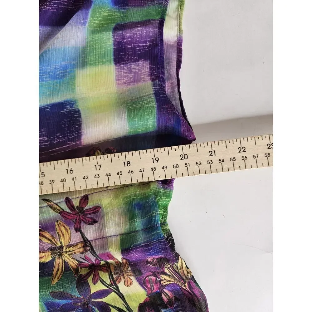 Becca by Rebecca Virtue Womens Purple Semi-Sheer Swim Cover-up SZ XS Pink Green